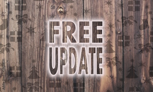 wooden free update label with presents