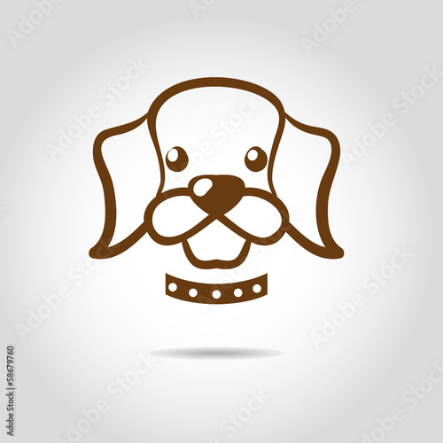 Smiling dog head icon vector illustration