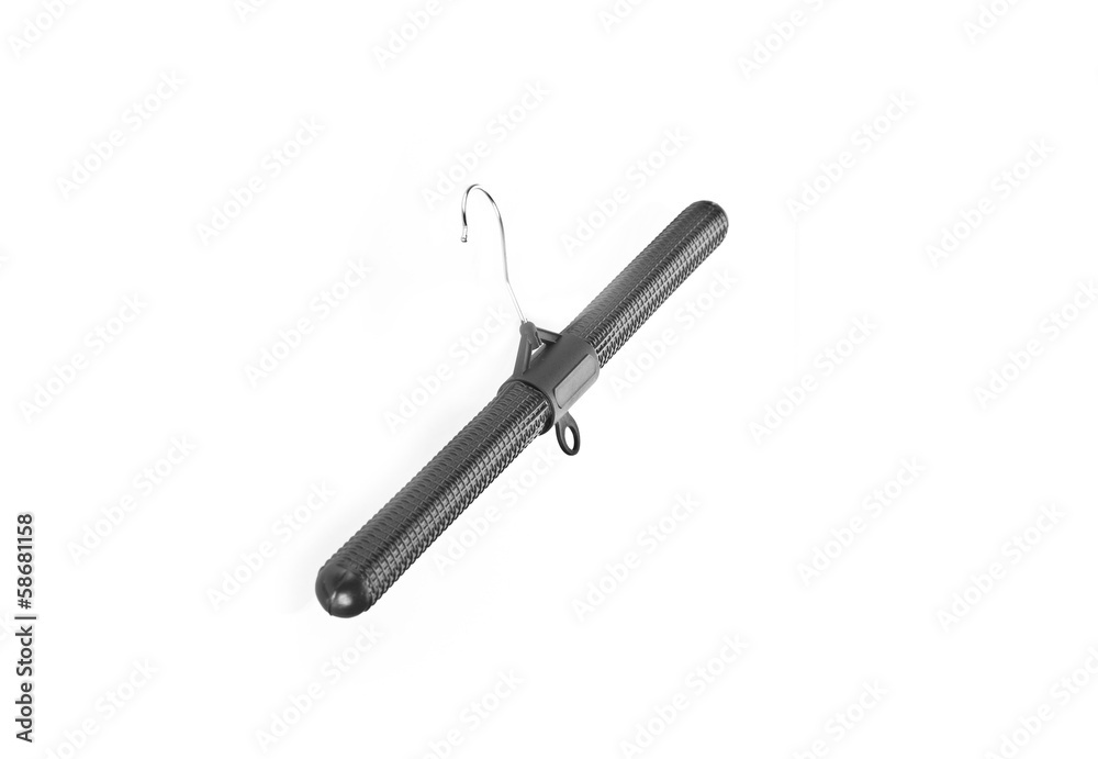 Black plastic hanger isolated on white background Black plastic hanger isolated on white background