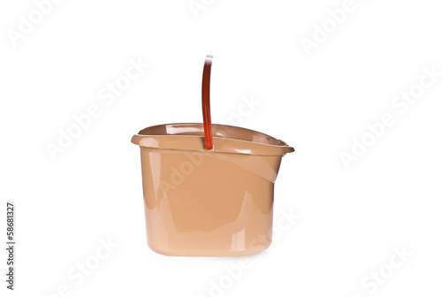 A brown mop bucket or pale isolated on a white background