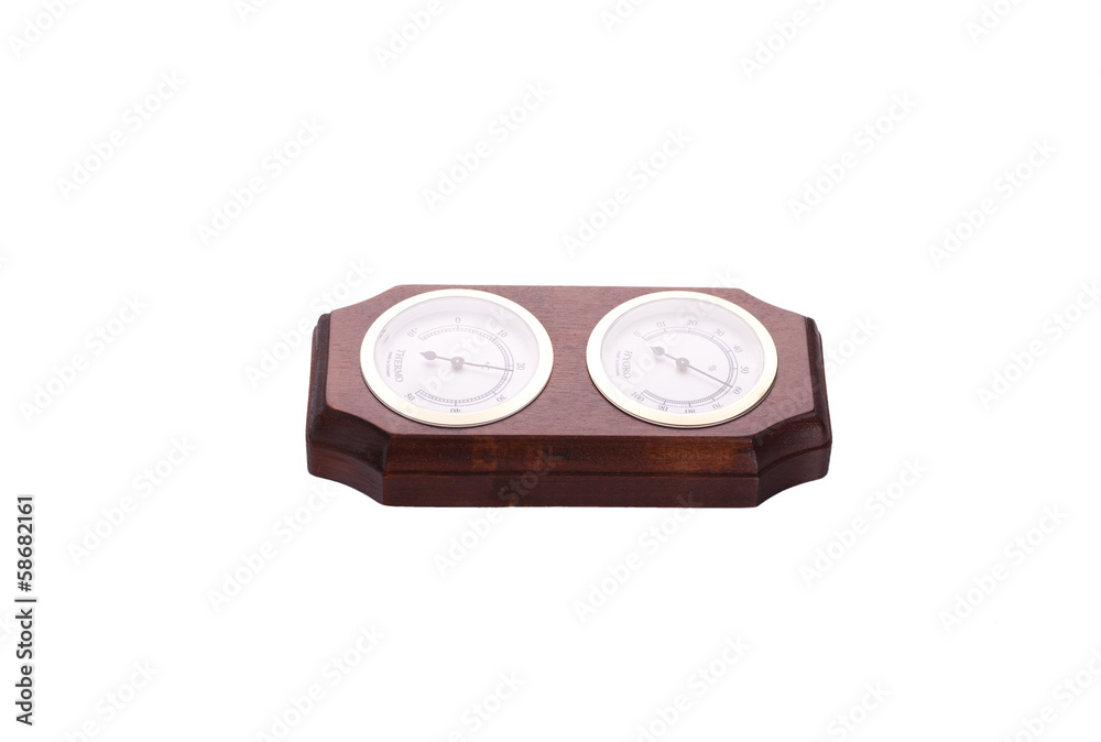 Wooden thermometer on white background Wooden thermometer on white background