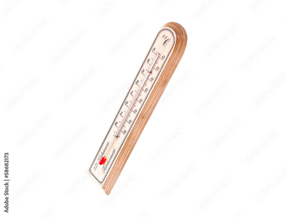 Wooden thermometer on white background Wooden thermometer on white background