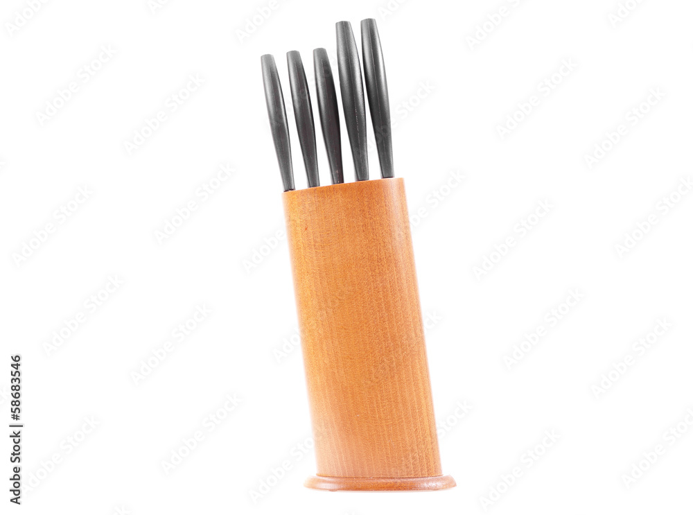 Knife block, isolated on white background. Knife block, isolated on white background.