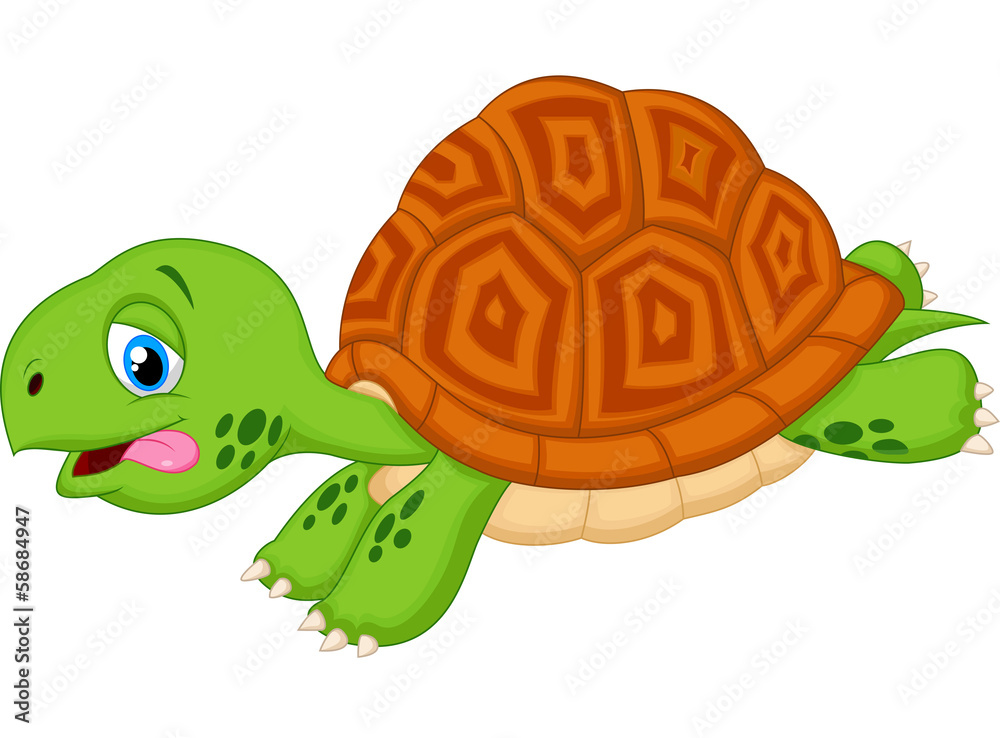 Obraz premium Cute turtle cartoon running
