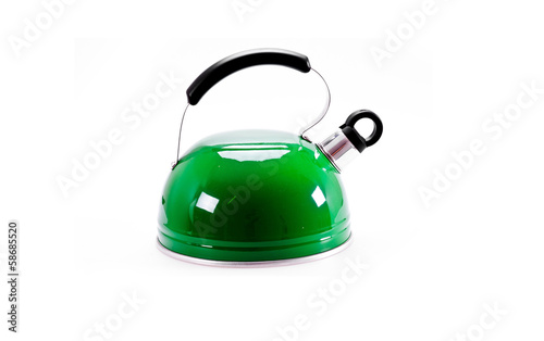 Green tea kettle isolated on white background