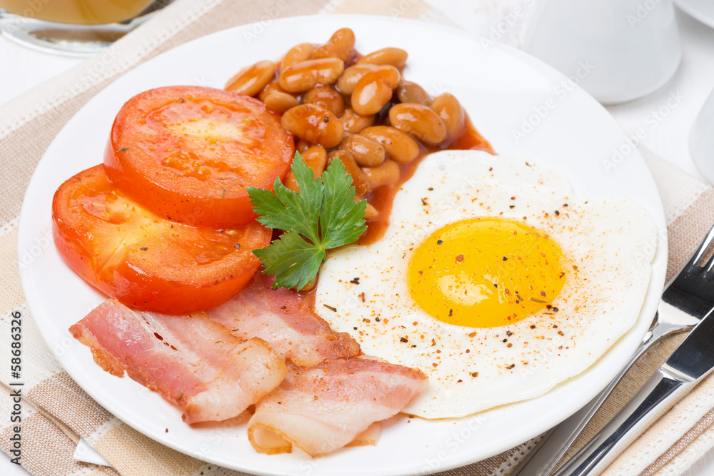 Traditional English breakfast on the plate