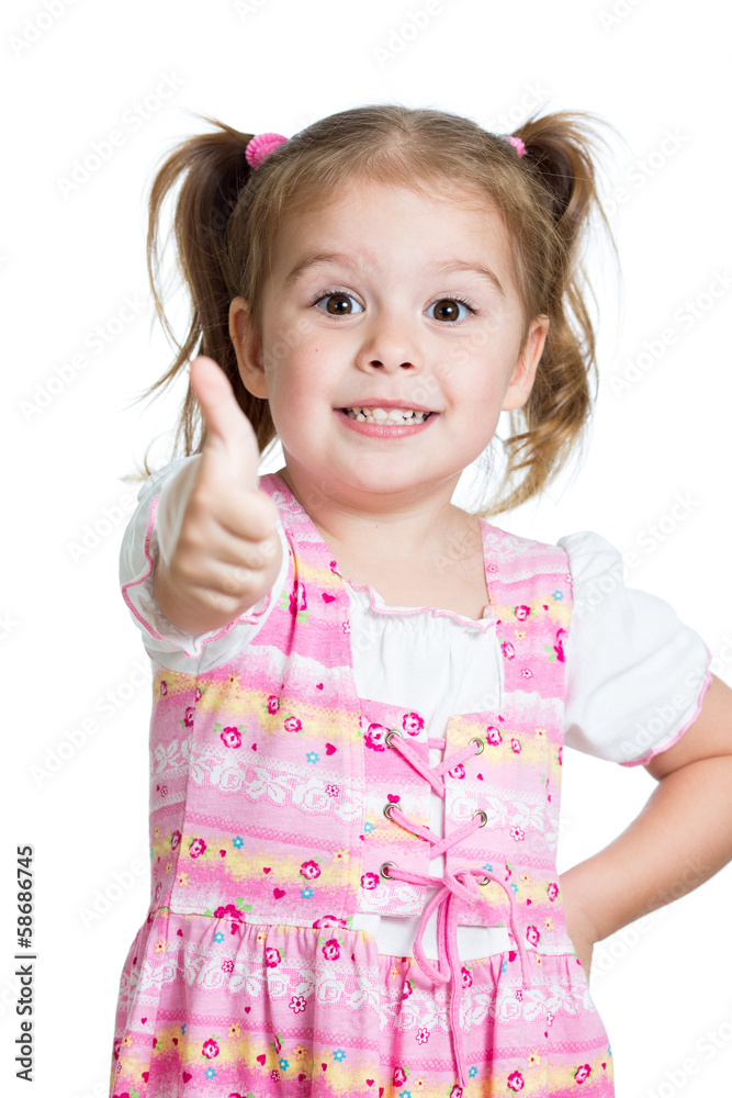 Happy smiling kid girl with ok hand sign Happy smiling kid girl with ok hand sign