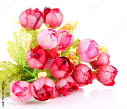 Bouquet of beautiful artificial flowers  isolated on white