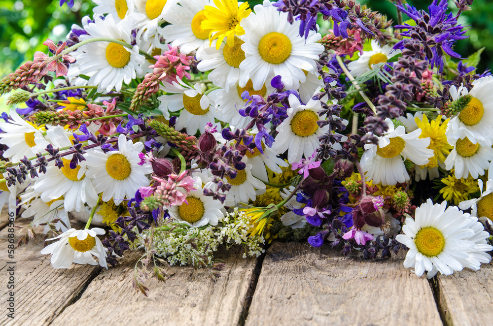 Obraz premium Liebe Grüße mit Wiesenblumen