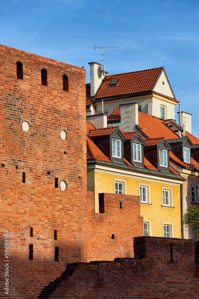 Old Town Houses and Wall in Warsaw Old Town Houses and Wall in Warsaw