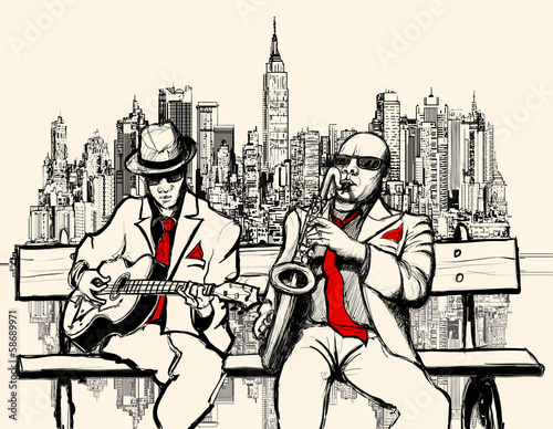 two jazz men playing in New York © Isaxar