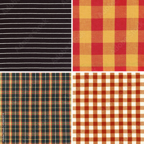 set of checked and striped fabric texture
