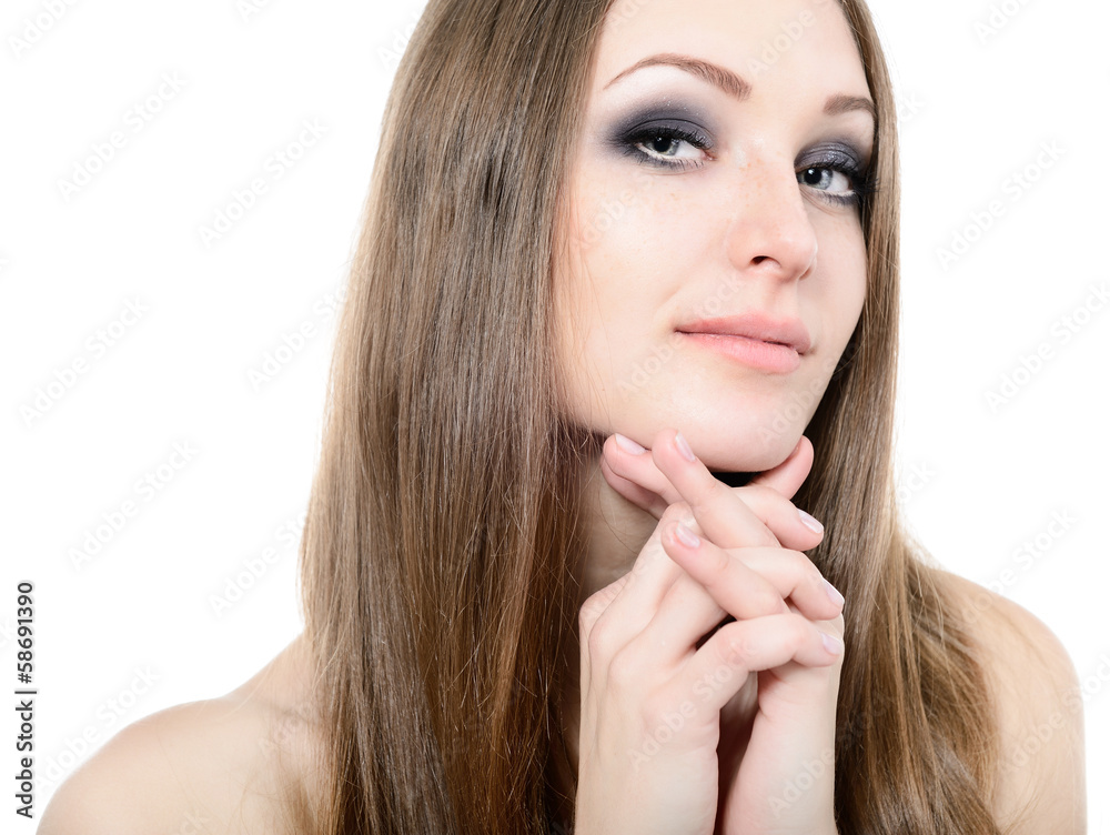 young cute attractive woman portrait with long fair hair looking young cute attractive woman portrait with long fair hair looking