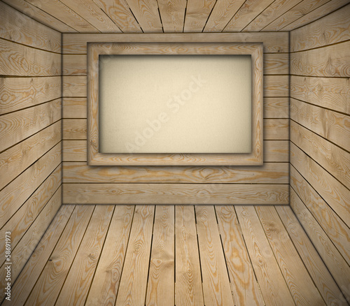 Billboard in wooden interior