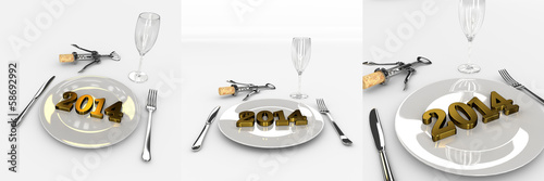 Set Of Abstract New Year 2014 On The Plate - Good Taste