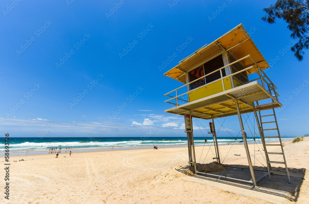 Lifeguard hut on the beach, Surfers Paradise