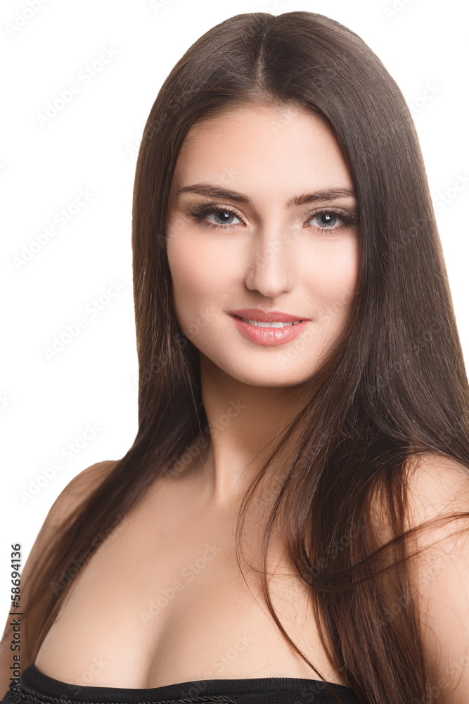Beautiful Woman Portrait.Clear Fresh Skin.Isolated on a White Beautiful Woman Portrait.Clear Fresh Skin.Isolated on a White