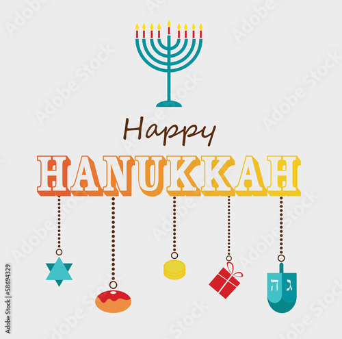 Happy Hanukkah greeting card design.