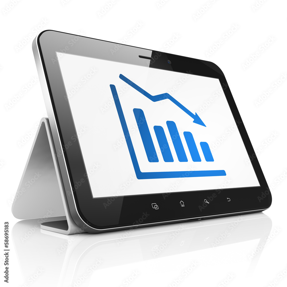 Marketing concept: Decline Graph on tablet pc computer Marketing concept: Decline Graph on tablet pc computer
