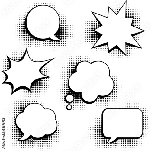 Set of speech bubbles in pop art style.