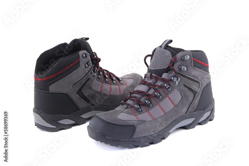 Man's winter mountain boots, isolated on white