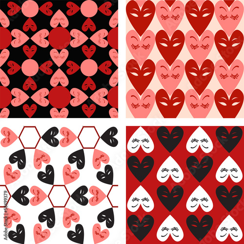 Seamless heart pattern set