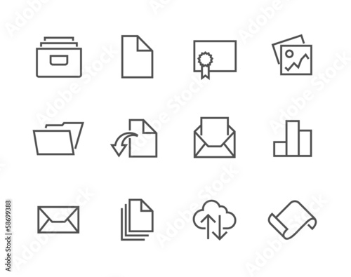 Stroked Document Icon Set