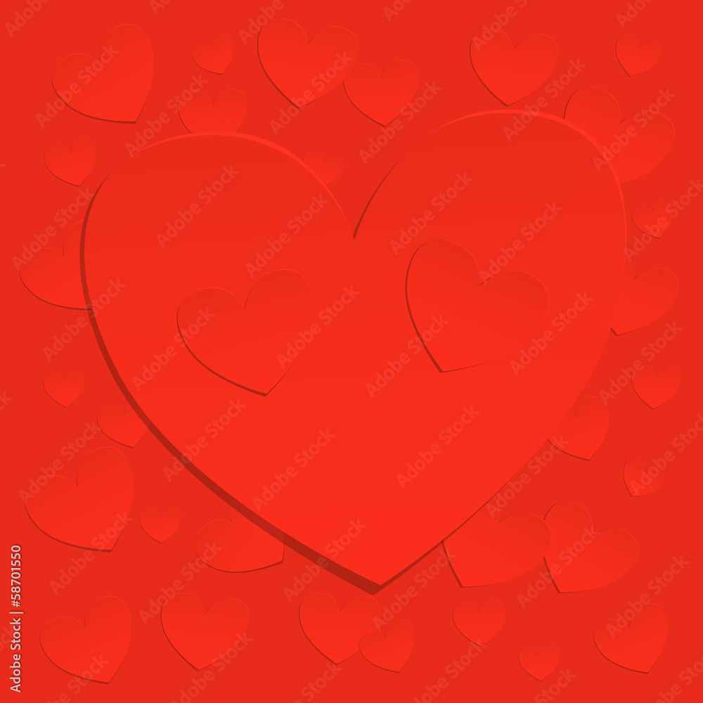 Red paper hearts Valentine's day abstract background