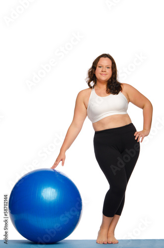 Fat woman with ball