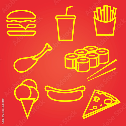 fastfood icons set