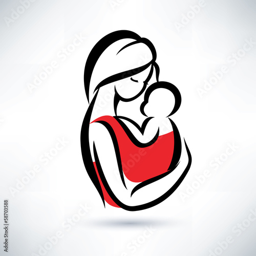 mom and baby vector symbol