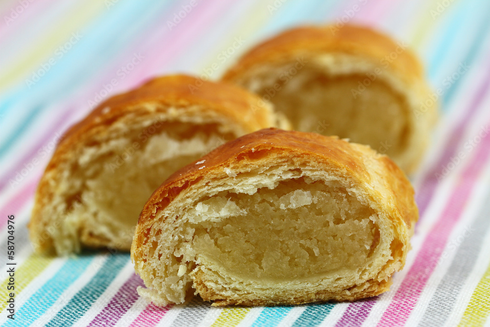 Pastry with almond filling, close up