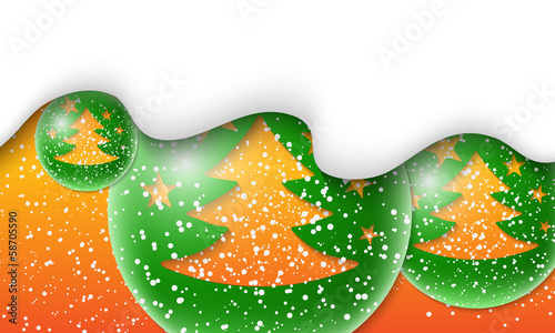 Christmas background with a Christmas tree and falling snow