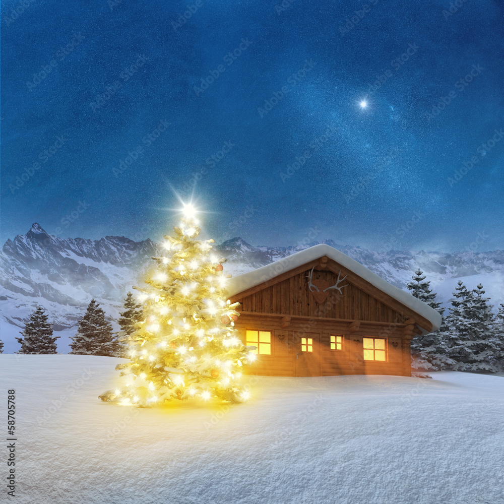 Weihnachten in den Bergen Stock-Illustration  Adobe Stock