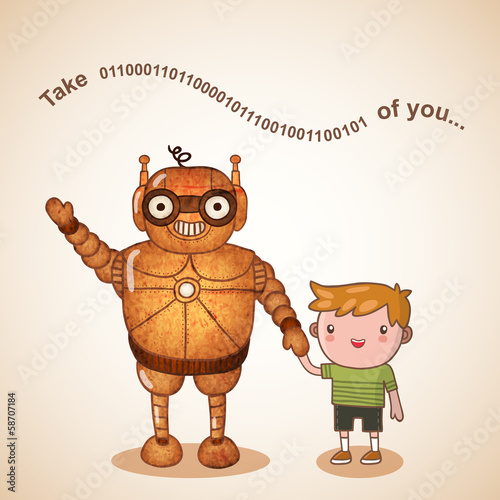 Baby sitter robot with child