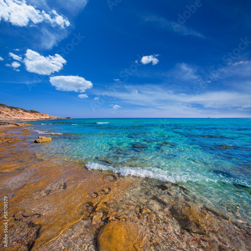 Formentera Mitjorn beach with turquoise Mediterranean