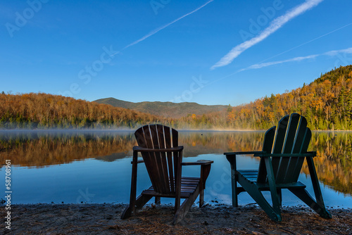 beautiful autumn view of Heart Lake in Lake Placid