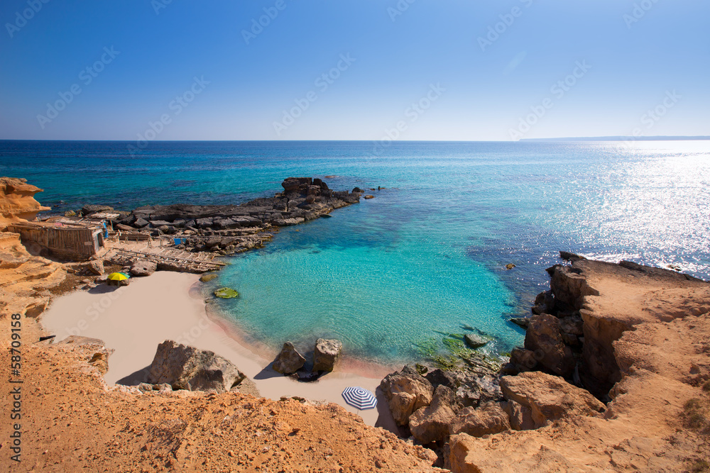 Fototapeta premium Formentera Es Calo des Mort beach turquoise Mediterranean