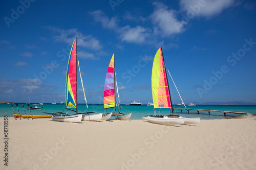 catamaran sailboats in Illetes Formentera beach photo