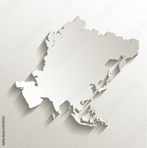 Asia map card paper 3D natural