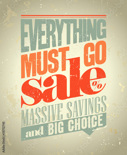 Everything must go sale poster retro style.