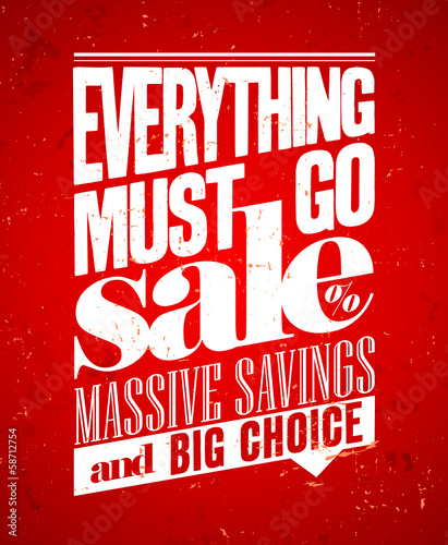 Everything must go sale retro poster.