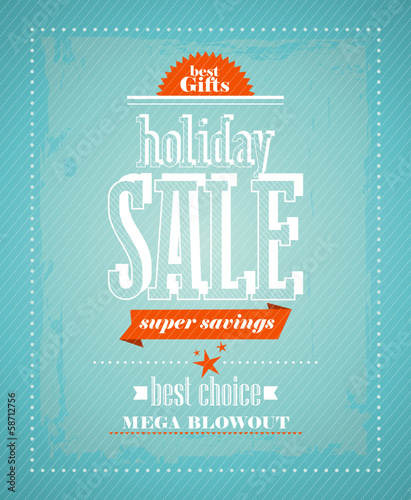 Holiday sale, super savings design in retro style.