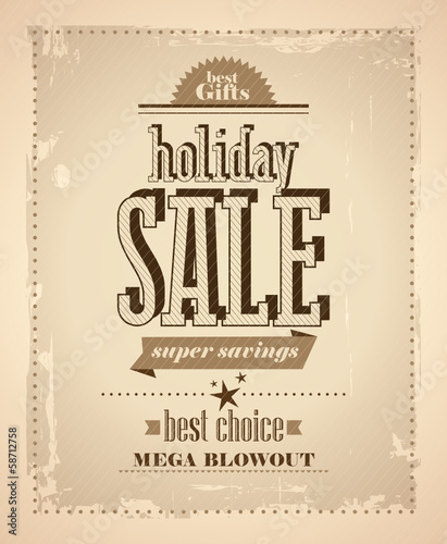 Holiday sale design in newspaper retro style