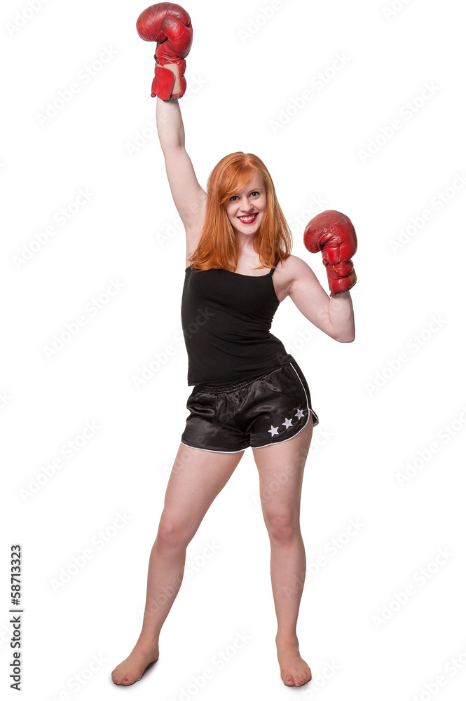 Sporty redhead boxer punches air Stock Photo Adobe Stock