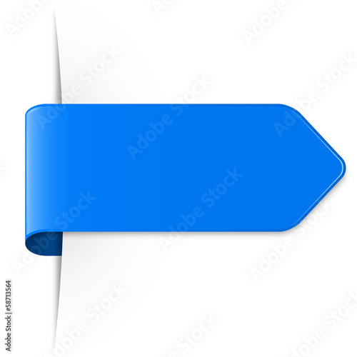 Langer blauer Sticker Pfeil mit Schatten und Textfreiraum