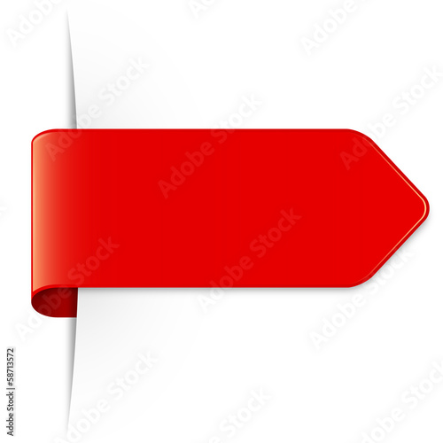 Langer roter Sticker Pfeil mit Schatten und Textfreiraum