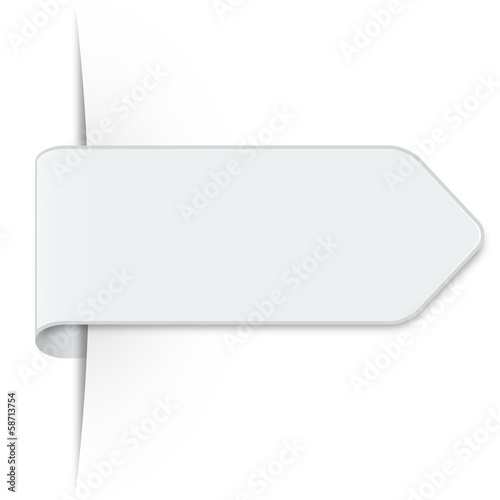 Langer weißer Sticker Pfeil mit Schatten und Textfreiraum