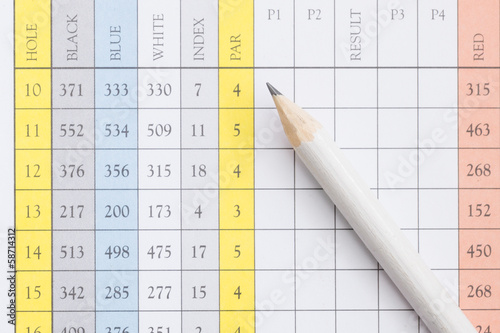 Pencil on a golf scorecard