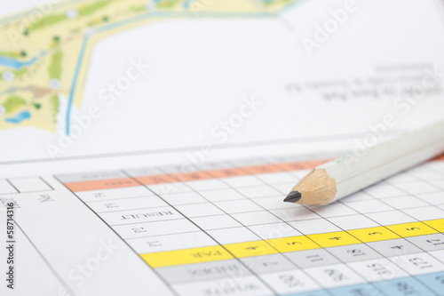 Pencil on a golf scorecard